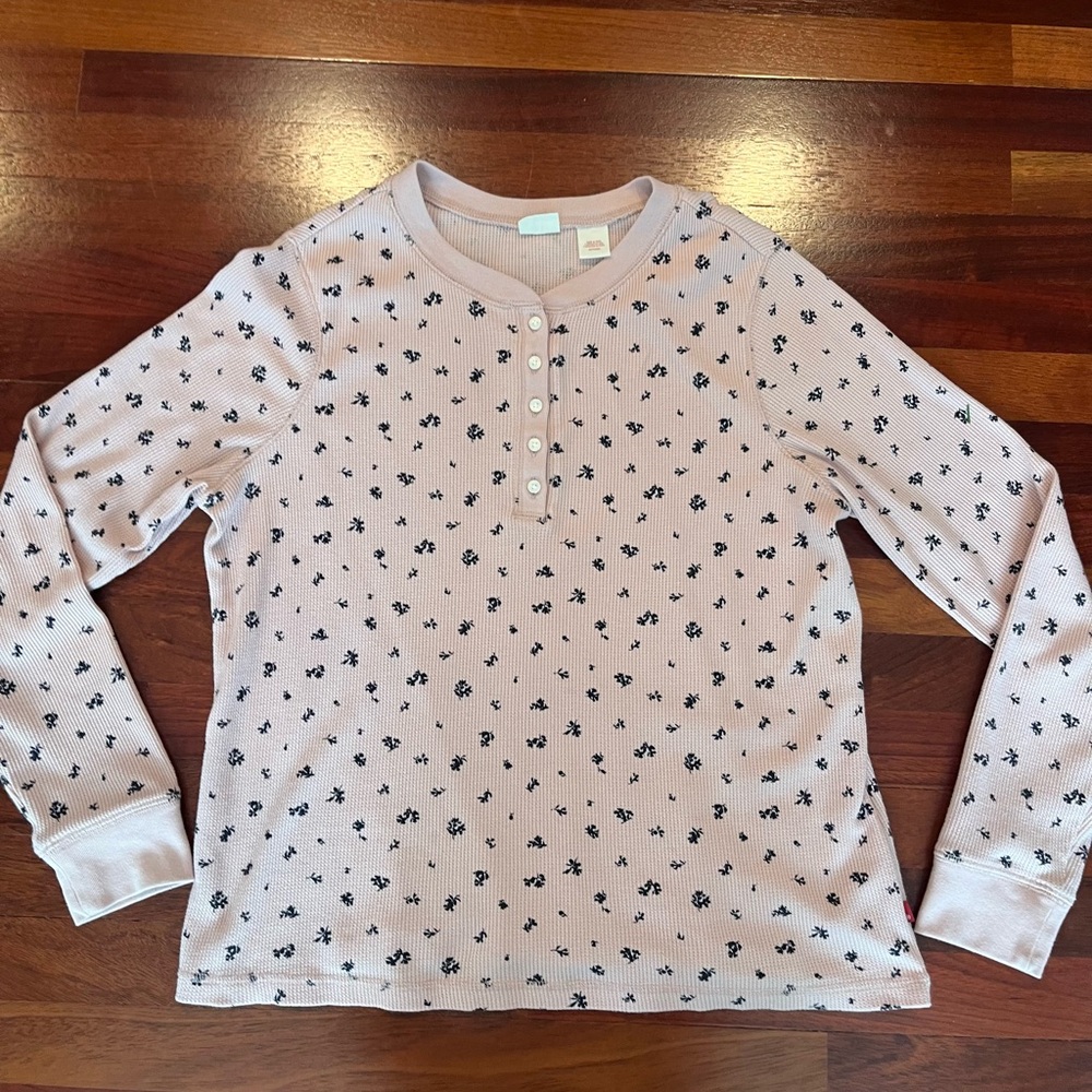 Levi's Pink Jakob Henley with Black Floral Accents 1X